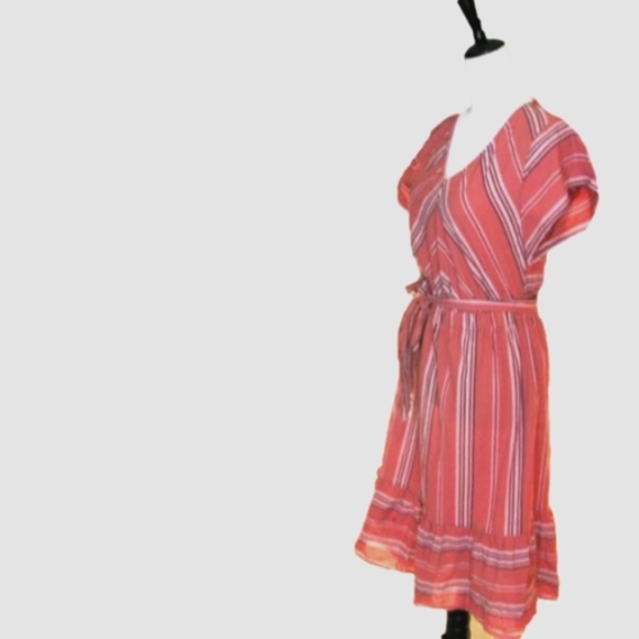 UNIVERSAL Thread Peach/Brown Stripe Midi Dress Size XS - Picture 3 of 7